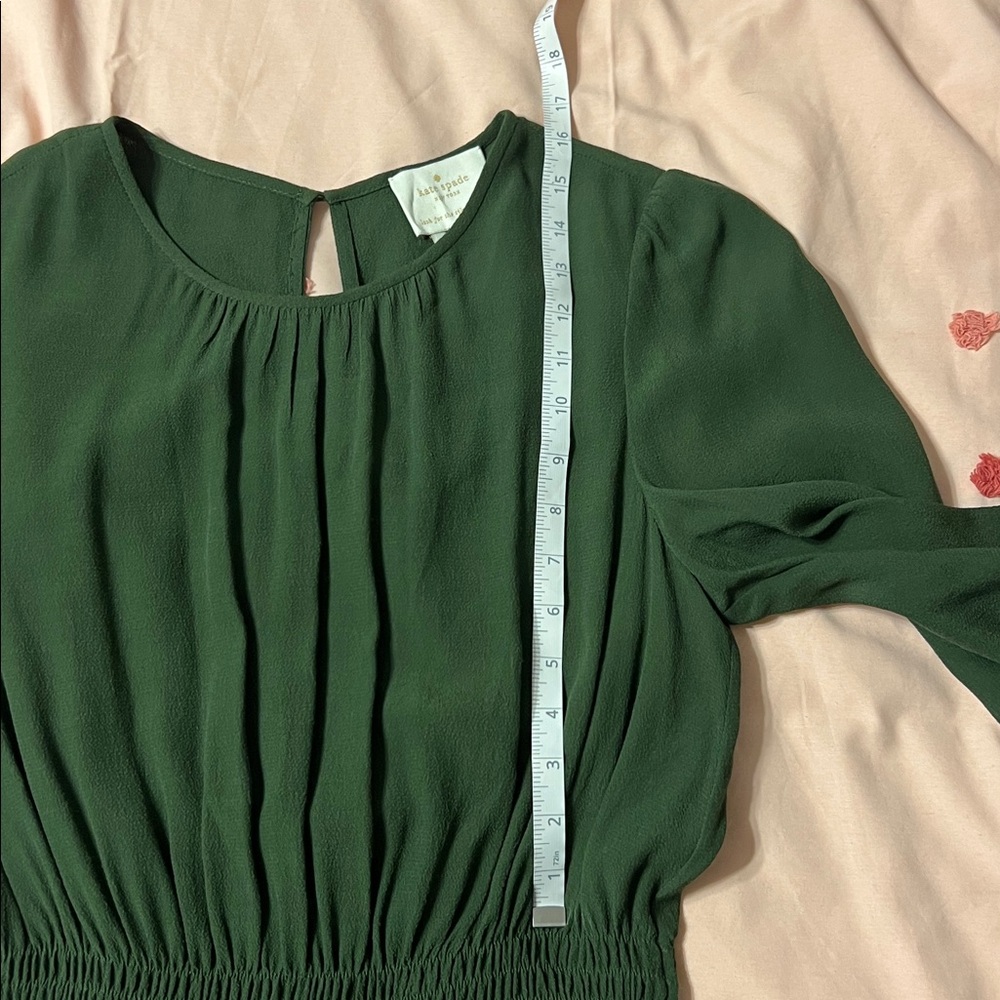 SALE Kate Spade Elegant Olive Green Long Sleeve Pleated Midi Dress, size 8 - Picture 8 of 13